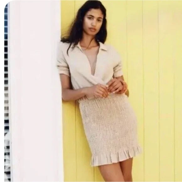 NEW Zara Linen Dress with Ruffle Hem - Picture 5 of 9